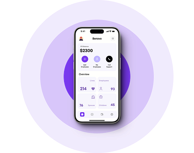 Benovo - Group Insurance App app branding designn insurance minimal purple ui ux violet