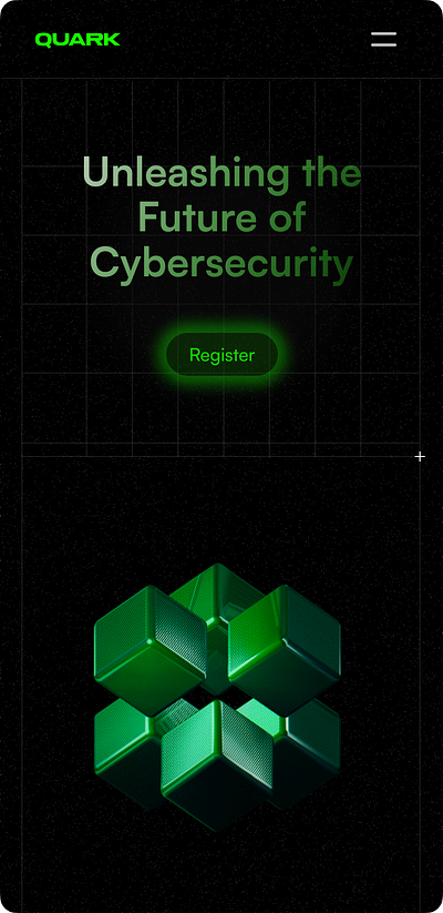 Quark Cybersecurity Mobile Landing cyber green mobile neon securtiy ui