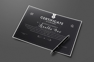 Ornamental certificate template in black and white invitation