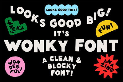 Wonky Font! A Clean & Blocky Font cute display duo energetic font duo friendly fun hand letter handlettering handmade handwriting retro