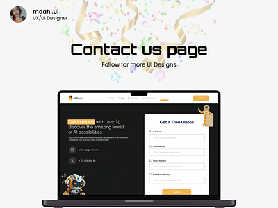 Contact Us Landing Page - UXUI Web Design ai website design app design branding business designs contact us contact us landing page design inspirations ecommerce figma figma designs graphic design landing page design saas saas projects ui designer uxui uxui design web design website website design