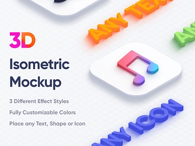 Isometric 3D Mockups - PSD 3d 3d mockup apple brand branding clay clean colourful customizable elegant glow isometric 3d mockups psd minimalist mock up mockup modern psd simple