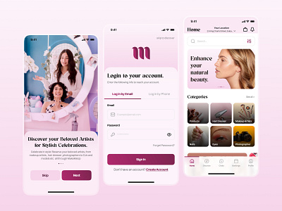 Make Me Up - Event Planning Services App 💇🏻‍♀️ beauty services event planning app mobile app design ui ui design user experience (ux) user interface visual design