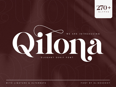 Qilona - Elegant Serif Font branding design display fashion font instagram ligature lowercase magazine presentation regular serif stylish typeface typography uppercase