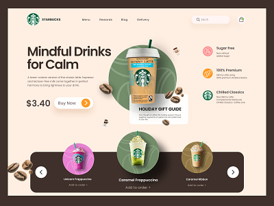 Starbucks Coffee Shop Website Concept design interface product service startup ui ux web website