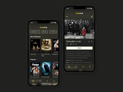 CineHub Movie App appdesign design movieapp ui uiux ux