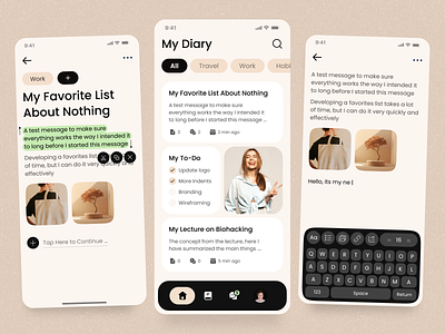 My Diary – Notebook Notes Mobile App .app android branding creative design illustration interface ios minimalism mobile notebook notes product service startup ui