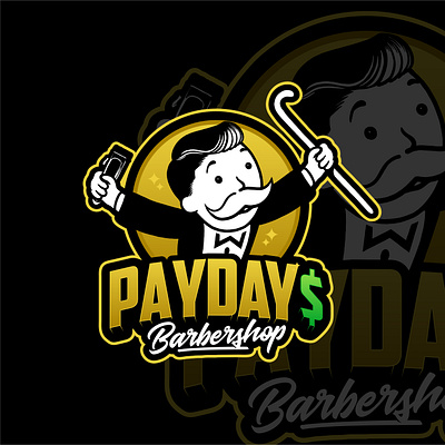 Payday$ Barbershop barbershop branding design digital illustration drawing graphic design hand drawing handdrawn logo illustration logo logo design logo retro logo vintage vector