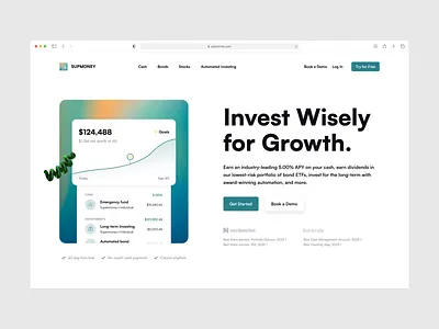 Landing Page - SaaS for Easy Investment analytics animation clean credit card dipa inhouse e wallet home page investment landing page minimal money portfolio saas site stocks ui uiux web web design website