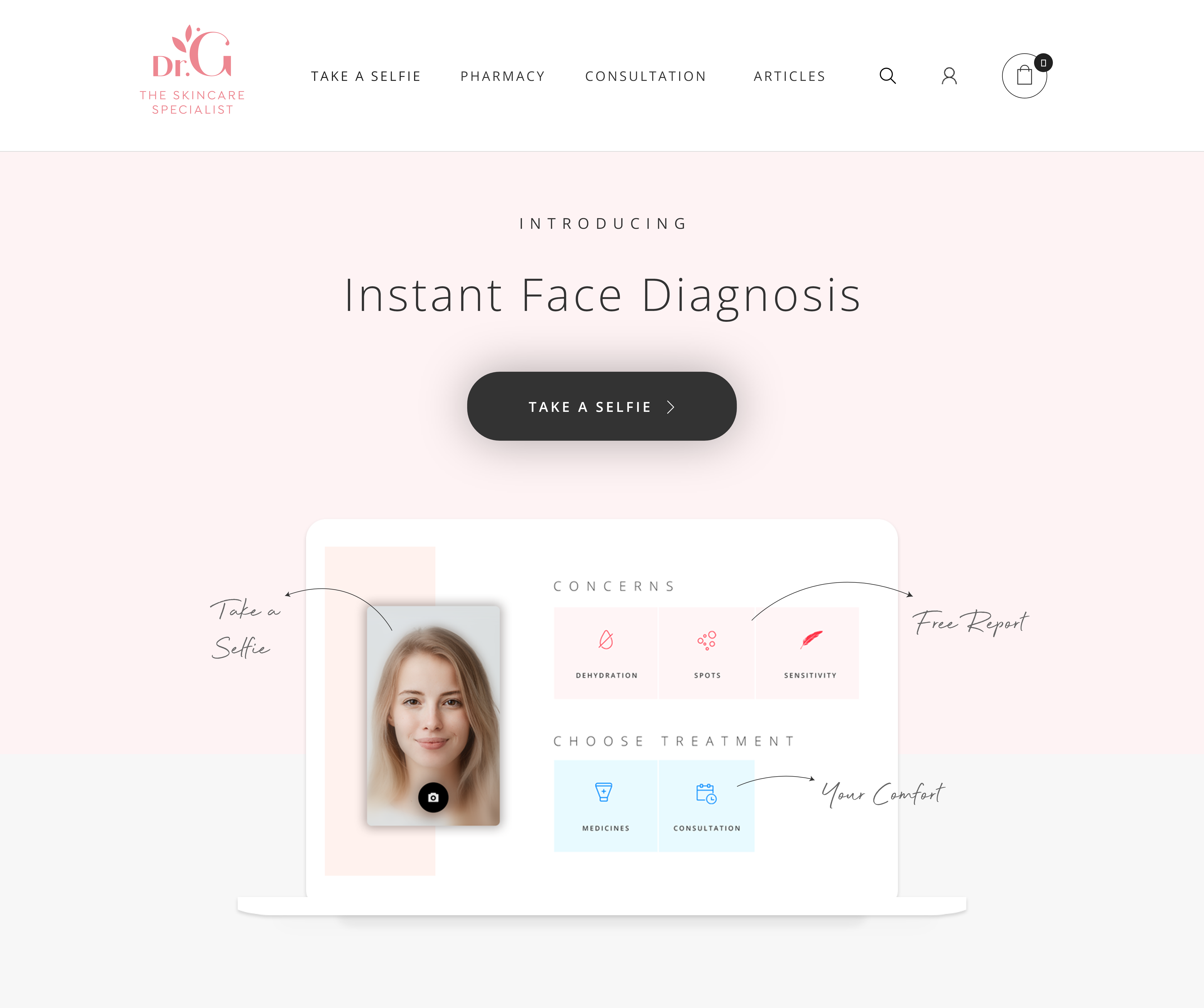 Dermatology Website ai cart dermatology ecommerce landing page machine learning skin care ui ux web app website
