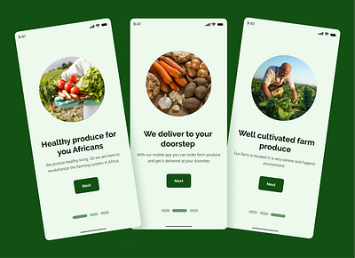 Splash screens of an agro-ecommerce mobile app app dailyuichallenge graphic design ui ux