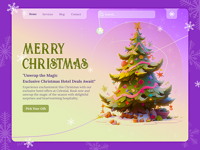 Celestial Hotel🏩 animation christmas christmasgetaway designthinking festiveseason graphic design holidaymagic landing page lending minimal ui userinterfacedesign