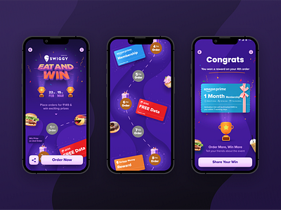 Swiggy-Eat & Win design designlife dribbblers figma game ui gamification loyality program minigame mobile game rewards swiggy ui uidesign userinterface ux uxdesign webdesign