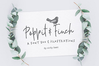 Poppit & Finch Fonts & Illustrations branding country cute drawings elements farm floral font illustrated kitchen logo logo template logos organic recipe sketch vintage wedding whimsical wreath