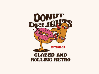 Donut Delights brand brand identity branding cake cartoon character classic cute design dessert donut graphic design illustration logo mascot old style retro sweet vector vintage