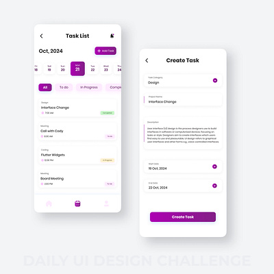 Task List Mobile Interface daily ui challenge dailyui design figma mobile app ui project management project management app project management ui task management app tasklistui ui uidesigner uiux ux