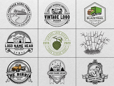 Vintage logo design agro farm logo animation art bamboo sketch branding corporate logo design drink water vintage logo fruit vintage logo graphic design illustration line art logo motion graphics sketch logo truck vintage logo typography vector vintage vintage logo