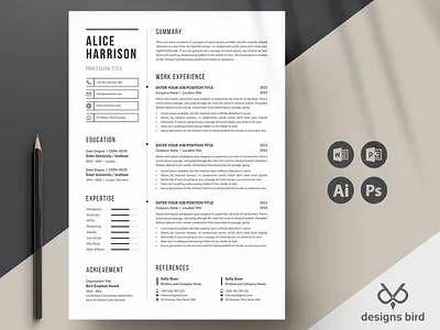 Professional Resume CV Template 3 page
