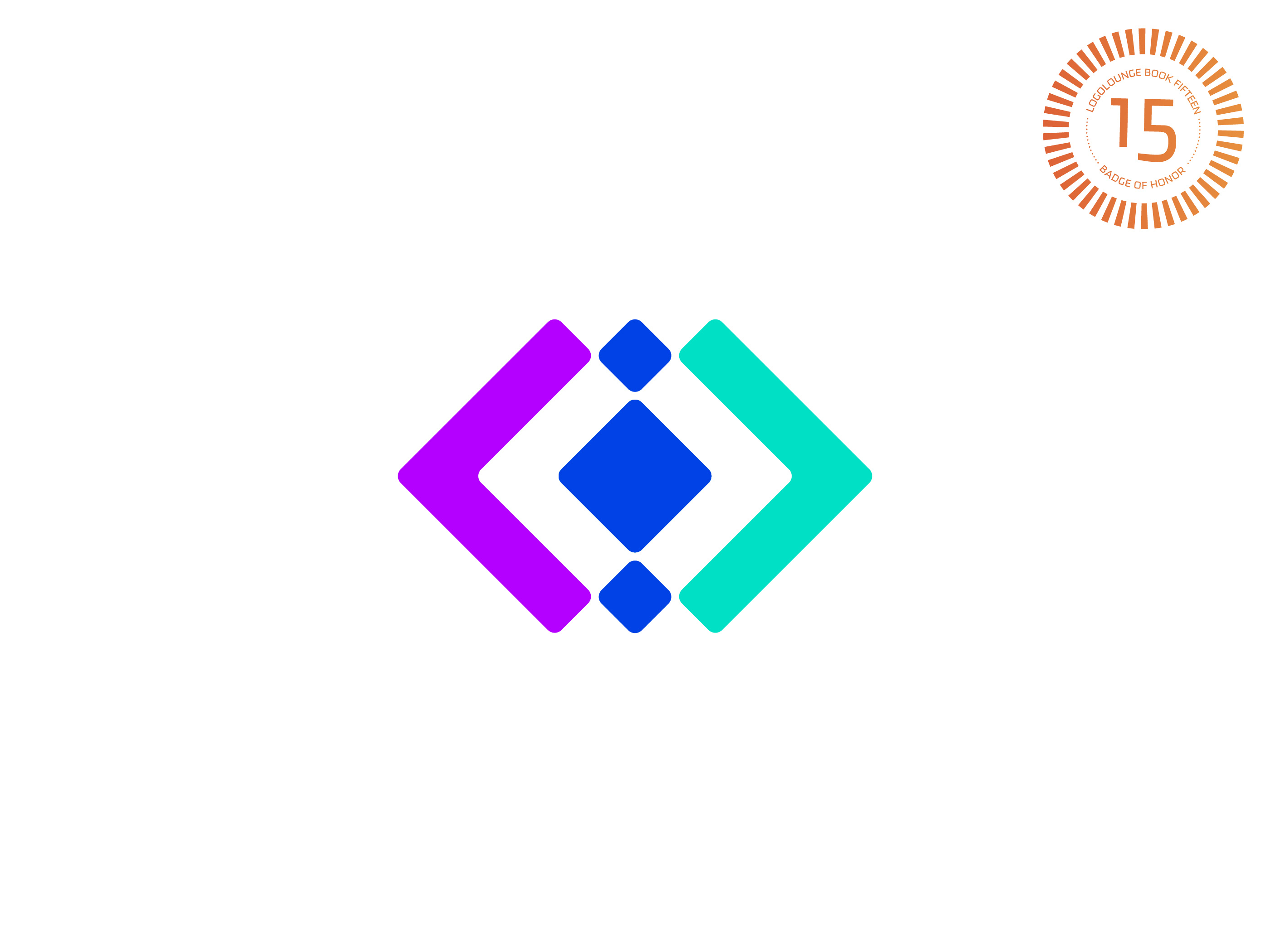 Revenew App Logo Design blue brackets branding design diamonds geometry graphic design green illustrator innovation it logo logo design money negative space programming purple symbol technology vector