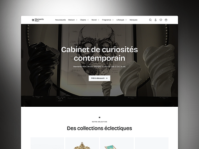 Memento Mori, Website Hero Section black blackwhite design home homepage shop shopify store ui ui design ux ux design web website white