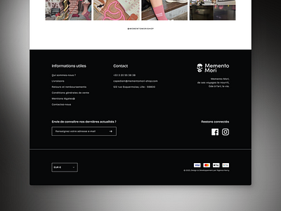 Memento Mori, E-Shop Footer UX/UI Design design ecommerce eshop footer home homepage shop ui ui design ux ux design web website