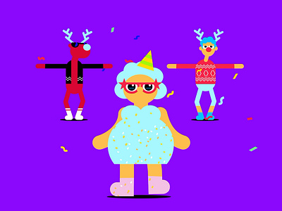 OKOO /// NEW YEAR PARTY 2024 animation bagpack kid celebration christmas dance dinosaur disco floss gif grandma loop moonwalk new year party reindeer xmas