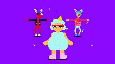 OKOO /// NEW YEAR PARTY 2024 animation bagpack kid celebration christmas dance dinosaur disco floss gif grandma loop moonwalk new year party reindeer xmas