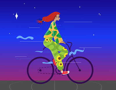 Girl on a bike illustration