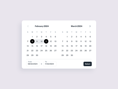 Calendar UI - Select date range calendar calendar ui date range pick date ui