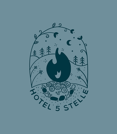 5 Stars Hotel - Hotel 5 Stelle decorative design fire illustration logo nature off grid tattoo trees wildlife