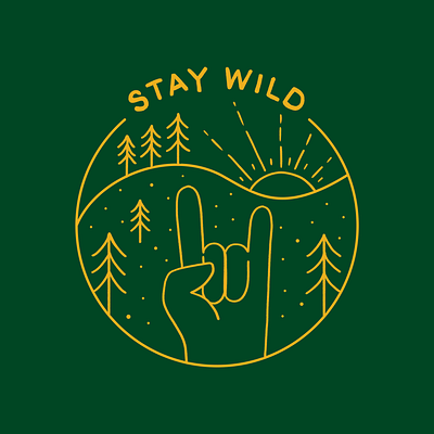 Stay Wild decorative design flat graphic design illustration lifestyle logo nature tattoo trees wild