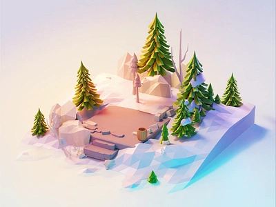 Winter 3d 3d art animation design home illustration low poly lowpoly