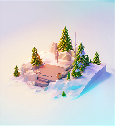 Winter 3d 3d art animation design home illustration low poly lowpoly
