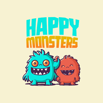 Happy Monsters digital illustration flat vector halloween illustration vector art vector artist