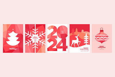 Merry Christmas and Happy New Year Font 2024 snowflake banner business snow celebration decoration deer event flake geometric poster greeting card illustration marketing new year pastel season social media social media background symbol tree typography