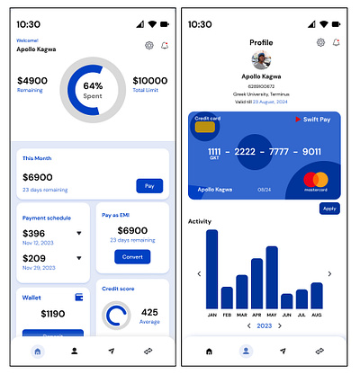 Swift pay mobile app app design finance mobile app ui ux