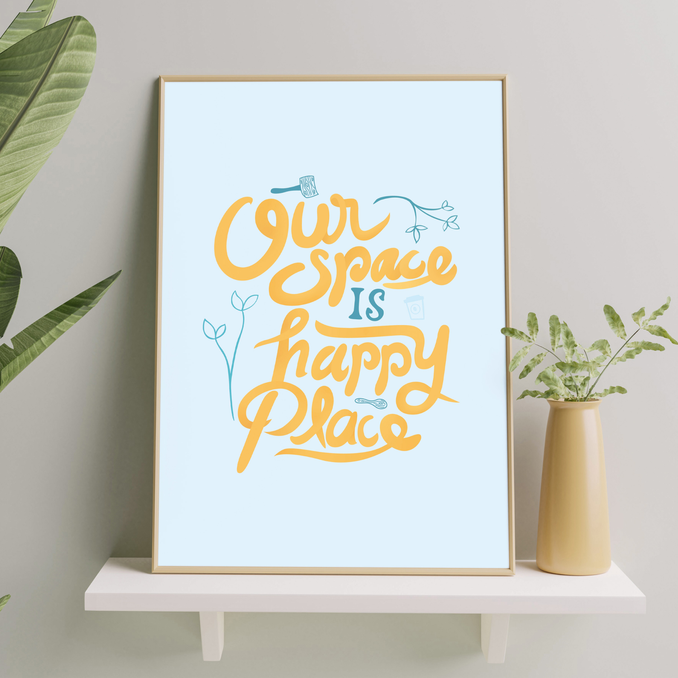 Lettering -- cafe clean frame lettering print restaurant