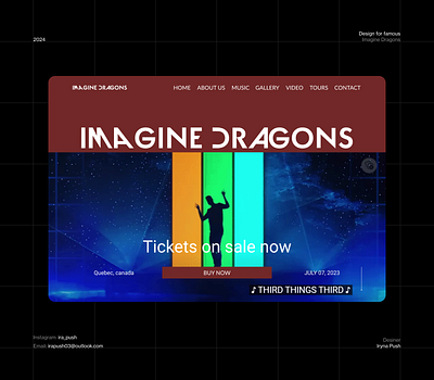 Home Screen for Imagine Dragons / BUY TICKETS animation concert design graphic design imagine dragons logo typography ui design ux design