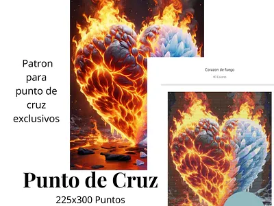 Patrón Punto de cruz Corazón Fuego Hielo bordado branding design graphic design gráfico de punto de cruz illustration logo patron patrones de punto de cruz patrones pdf punto de cruz arte punto de cruz grafico punto de cruz guardería punto de cruz libro punto de cruz mini punto de cruz minúsculo punto de cruz moderno punto de cruz patrón punto de cruz pequeño van gogh