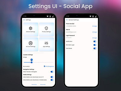 Settings - Social App UI UX Design aesthetic ui app branding dailyui dating app graphic design logo media mobile modern ui settings social social media software ui ui design ui ux ux ux design