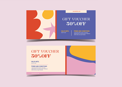 Flat design colorful gift voucher card abstract card colorful graphic design voucher