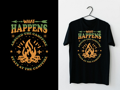 What Happens Around the Campfire Stays at the campfire t-shirts adventure around branding campfire design camping design custom design design graphic design happens illustration t shirt vector t shirts tee gift travel tee vintage design