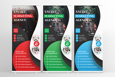 Marketing Agency Roll-up Banner | Retractable Banner Design ad advert advertisement advertising agency banner billboard blue business banner design creative green marketing poster red retractable banner design roll up roll up banner rollup signage standing banner