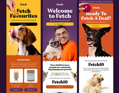 Fetch Email Design cat dog email email design email marketing graphic design pets