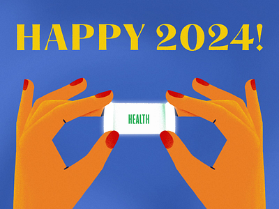 Happy 2024! female hands feminine fortune hand rig hands health illustration luck manicure new year