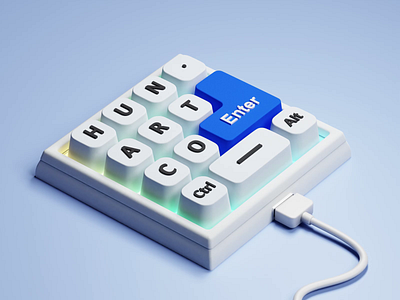 Cute Keyboard 3d animation blender hunart keyboard