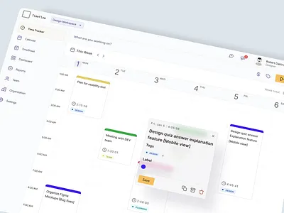 Time Flow - Time Tracker Platform calendar slack task management task tracker time management time tracker ui ux web design workspace