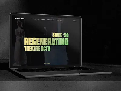 Regeneration of Theatre Landing Page bold website design dark mode design figma design landing page design performing arts retro site studio website theater website theatre design ui design ui ux user experience user interface design website design