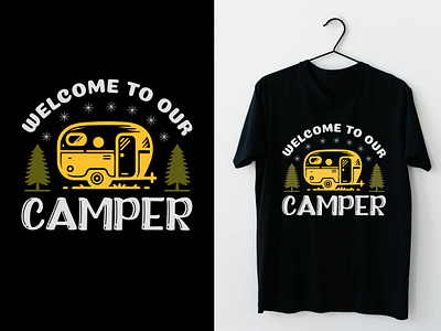 Welcome to Our Camper Typography T-shirt Design adventure t shirt design branding camp typography quotes camper typography t shirt camping camping illustration vector camping shirt vector camping t shirt custom design design graphic design illustration outdoor printable sublimation t shirt design for amazon t shirt vector travel lover typography vintage design welcome to our camper