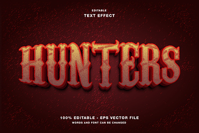 Hunters 3D Editable Text Effect Vector 3d 3d text editable editable text font game title graphic design halloween illustration scary text effect vector